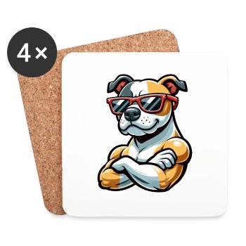 Pitbull American Staffordshire Terrier dans le - Dessous de verre (lot de 4) - blanc - Devant