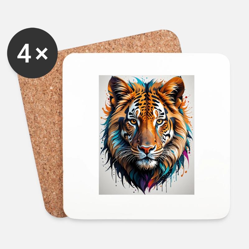 Lion - Untersetzer (4er-Set) - Weiß