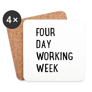 4 Tage Woche - Untersetzer (4er-Set) - Weiß - Vorne