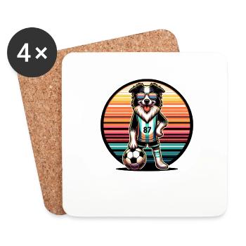 Border Collie Dog Football Player Ball Champion - Coasters (set of 4) - white - Front
