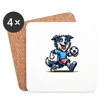 Border Collie Dog Football Player Ball Champion - Coasters (set of 4) - white - Front
