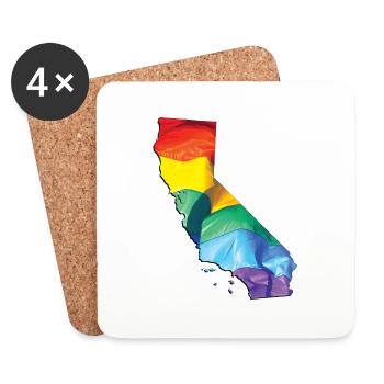 California (USA) | Real Flag | LGBTQIA+ - Coasters (set of 4) - white - Front