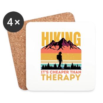 Hiking Cheaper Than Therapy - Coasters (set of 4) - white - Front