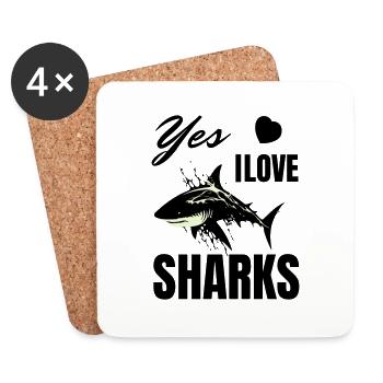 I Love Sharks - Funny Shark Motif for Shark Fans - Coasters (set of 4) - white - Front