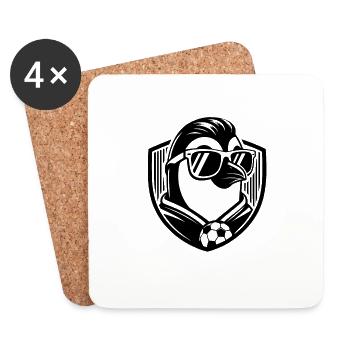 Pingouin, oiseau, football, joueur, ballon, champion, Fan - Dessous de verre (lot de 4) - blanc - Devant