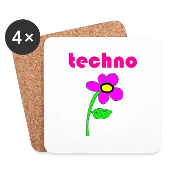 techno blume - Untersetzer (4er-Set) - Weiß - Vorne