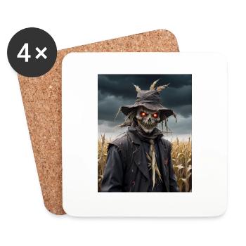 scarecrow on a field dark horror scary Halloween - Coasters (set of 4) - white - Front