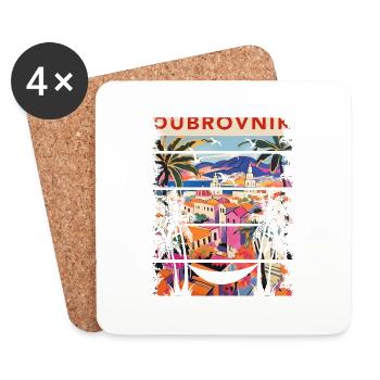 Croatia Kroatia travel summer croatia Dubrovnik - Coasters (set of 4) - white - Front