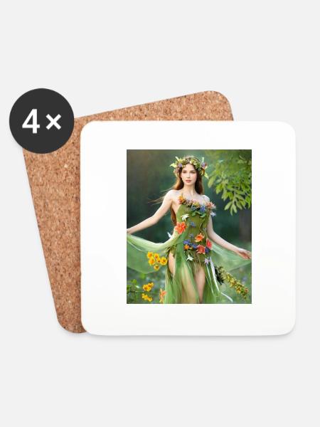 Green fairy. - Coasters (set of 4) - white