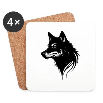 Wolf - Coasters (set of 4) - white - Front