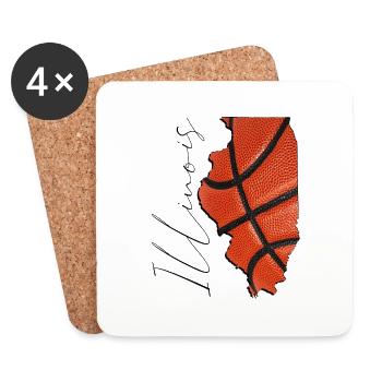 Illinois (USA) | echte Basketball | Landkarte Sct - Untersetzer (4er-Set) - Weiß - Vorne