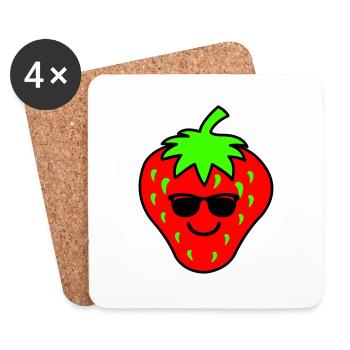 Fraise Fraîche - Dessous de verre (lot de 4) - blanc - Devant
