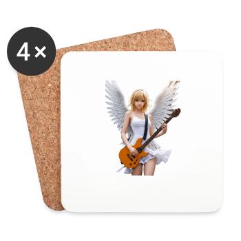 Engel mit Gitarrenflügel - Untersetzer (4er-Set) - Weiß - Vorne