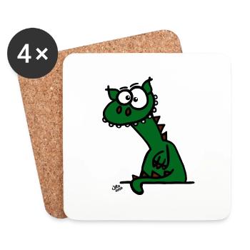 Der Drache - Untersetzer (4er-Set) - Weiß - Vorne
