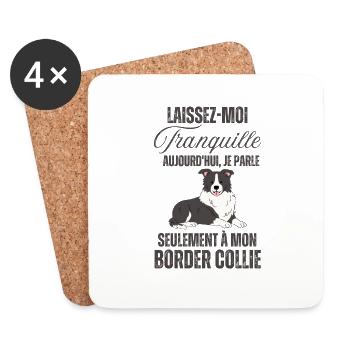 Humour chien doux border collie - Dessous de verre (lot de 4) - blanc - Devant