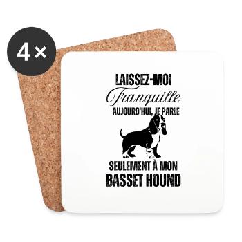 Chien doux basset hound - Dessous de verre (lot de 4) - blanc - Devant