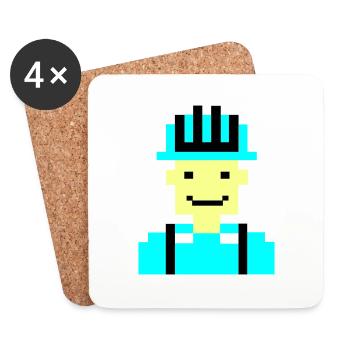 Construction Worker Pixel 01 - Coasters (set of 4) - white - Front