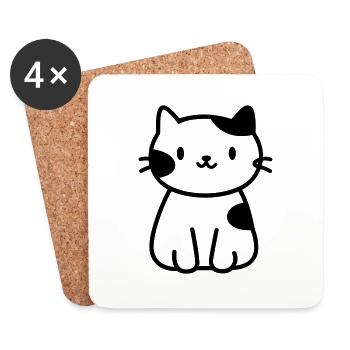 cat - Coasters (set of 4) - white - Front