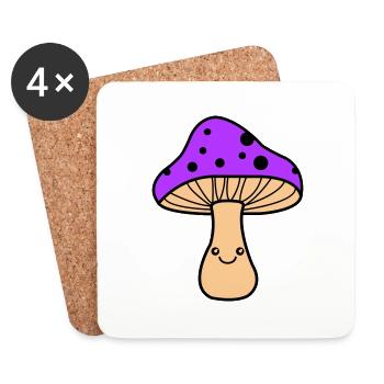 Bande dessinée champignon - Dessous de verre (lot de 4) - blanc - Devant