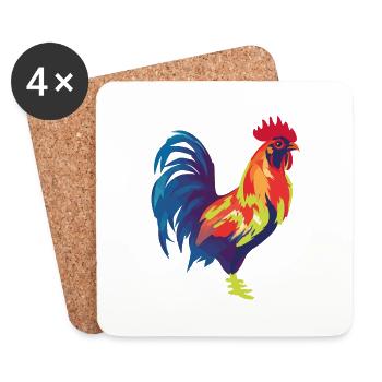 Coq - Dessous de verre (lot de 4) - blanc - Devant