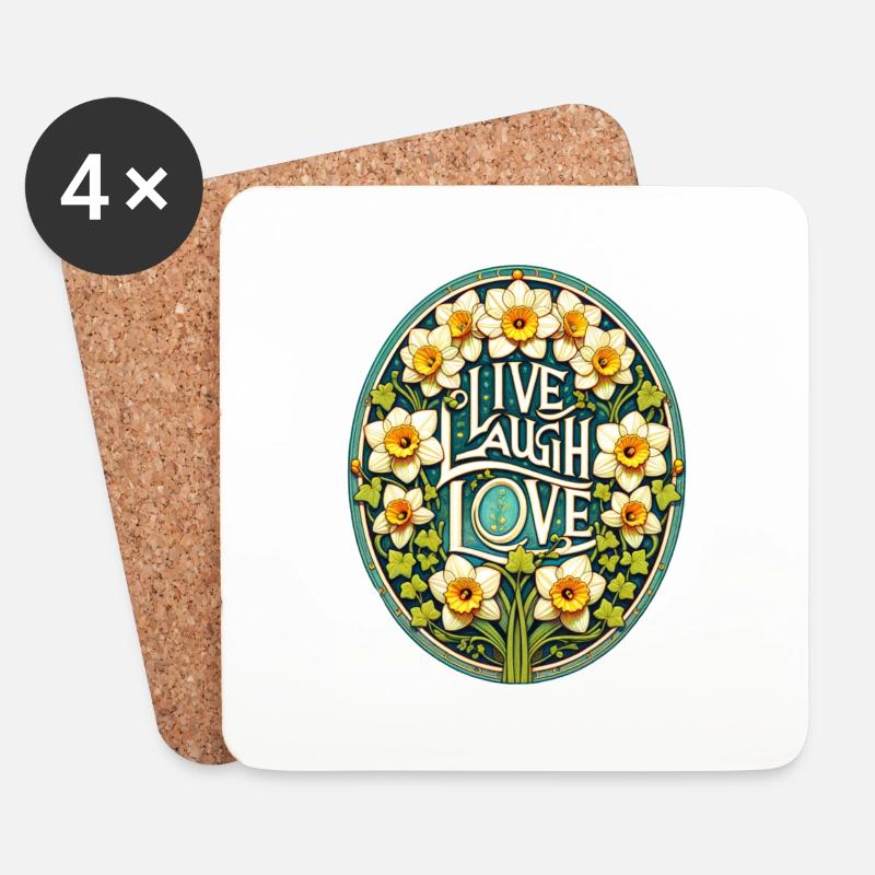 Lebe Lachen Liebe - Untersetzer (4er-Set) - Weiß