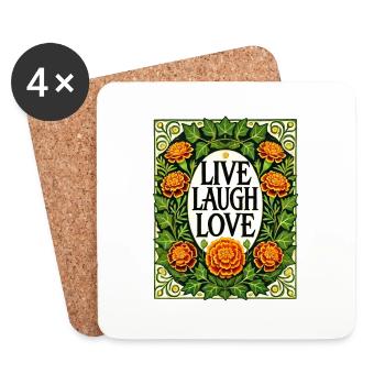 Lebe Lachen Liebe - Untersetzer (4er-Set) - Weiß - Vorne