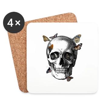 skull and butterflies - Coasters (set of 4) - white - Front