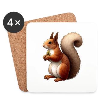 Cute Red Squirrel - Little Redhead - Coasters (set of 4) - white - Front
