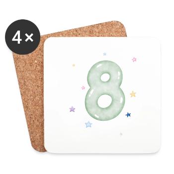 8th Birthday Watercolor Star - Coasters (set of 4) - white - Front