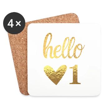 Hello 1 - Dessous de verre (lot de 4) - blanc - Devant