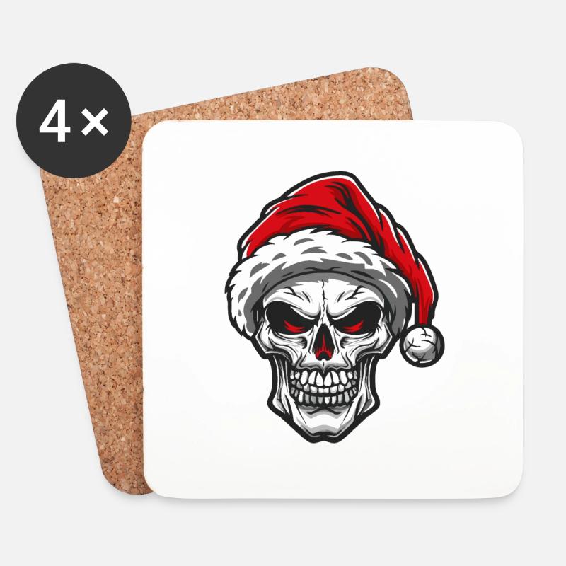 Weihnachtsmann Totenkopf Xmas - Untersetzer (4er-Set) - Weiß
