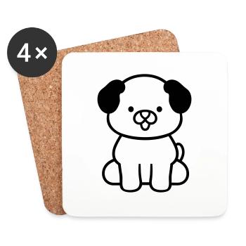 Hund - Untersetzer (4er-Set) - Weiß - Vorne