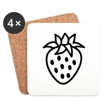 fraise - Dessous de verre (lot de 4) - blanc - Devant