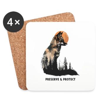 Preserrve & Protect Fuchs Wald Tier Natur - Untersetzer (4er-Set) - Weiß - Vorne