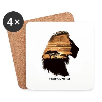 Préserver et protéger le lion sauvage - Dessous de verre (lot de 4) - blanc - Devant