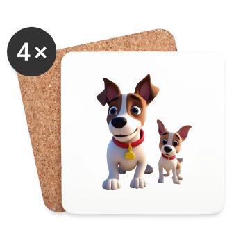 Dad & Baby Dog - Coasters (set of 4) - white - Front