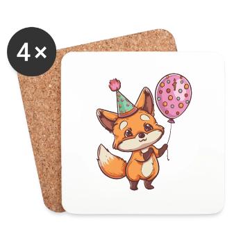 Renard Anniversaire Bébé - Dessous de verre (lot de 4) - blanc - Devant