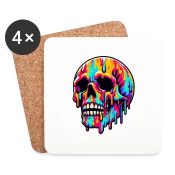 Vibrant Melting Skull - Coasters (set of 4) - white - Front