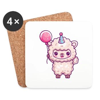 Alpaka Llama Geburtstag Baby - Untersetzer (4er-Set) - Weiß - Vorne