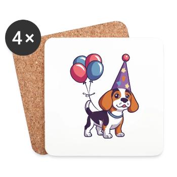 Beagle Hunde Geburtstag Baby - Untersetzer (4er-Set) - Weiß - Vorne