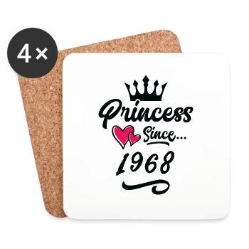 1968 Princess Birthday - Coasters (set of 4) - white - Front