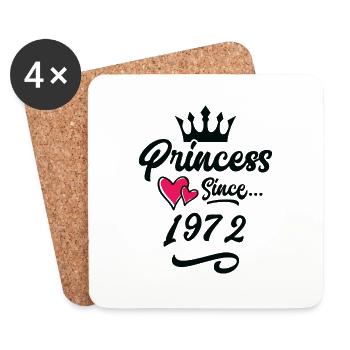 1972 Prinzessin Geburtstag - Untersetzer (4er-Set) - Weiß - Vorne