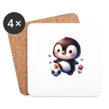 Penguin Bird Soccer Player Ball Champion Fan - Coasters (set of 4) - white - Front