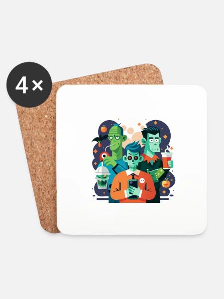 Klassische Monster mit einem lustigen Twist - Untersetzer (4er-Set) - Weiß