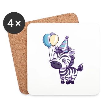 Zebra Geburtstag Comic - Untersetzer (4er-Set) - Weiß - Vorne