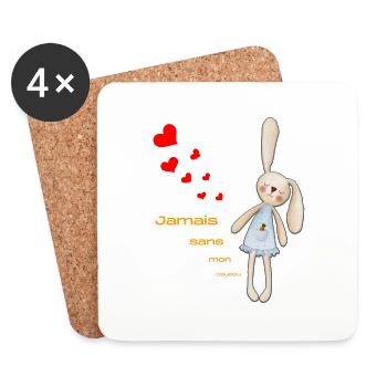 Jamais sans mon doudou - Dessous de verre (lot de 4) - blanc - Devant