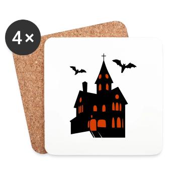 Spooky Castle with Bats Halloween - Coasters (set of 4) - white - Front