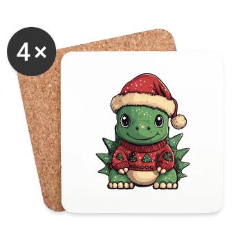 Dinosaurier stegosaurus Weihnachten - Untersetzer (4er-Set) - Weiß - Vorne