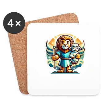 Christian Clothing Lion and Lamb Angel - Coasters (set of 4) - white - Front