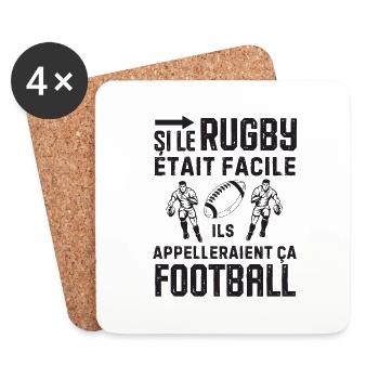 Humour rugby - Dessous de verre (lot de 4) - blanc - Devant